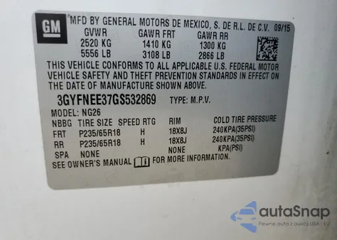 2016 Cadillac Srx Luxury Collection из США, поврежденный, VIN 3GYFNEE37GS532869